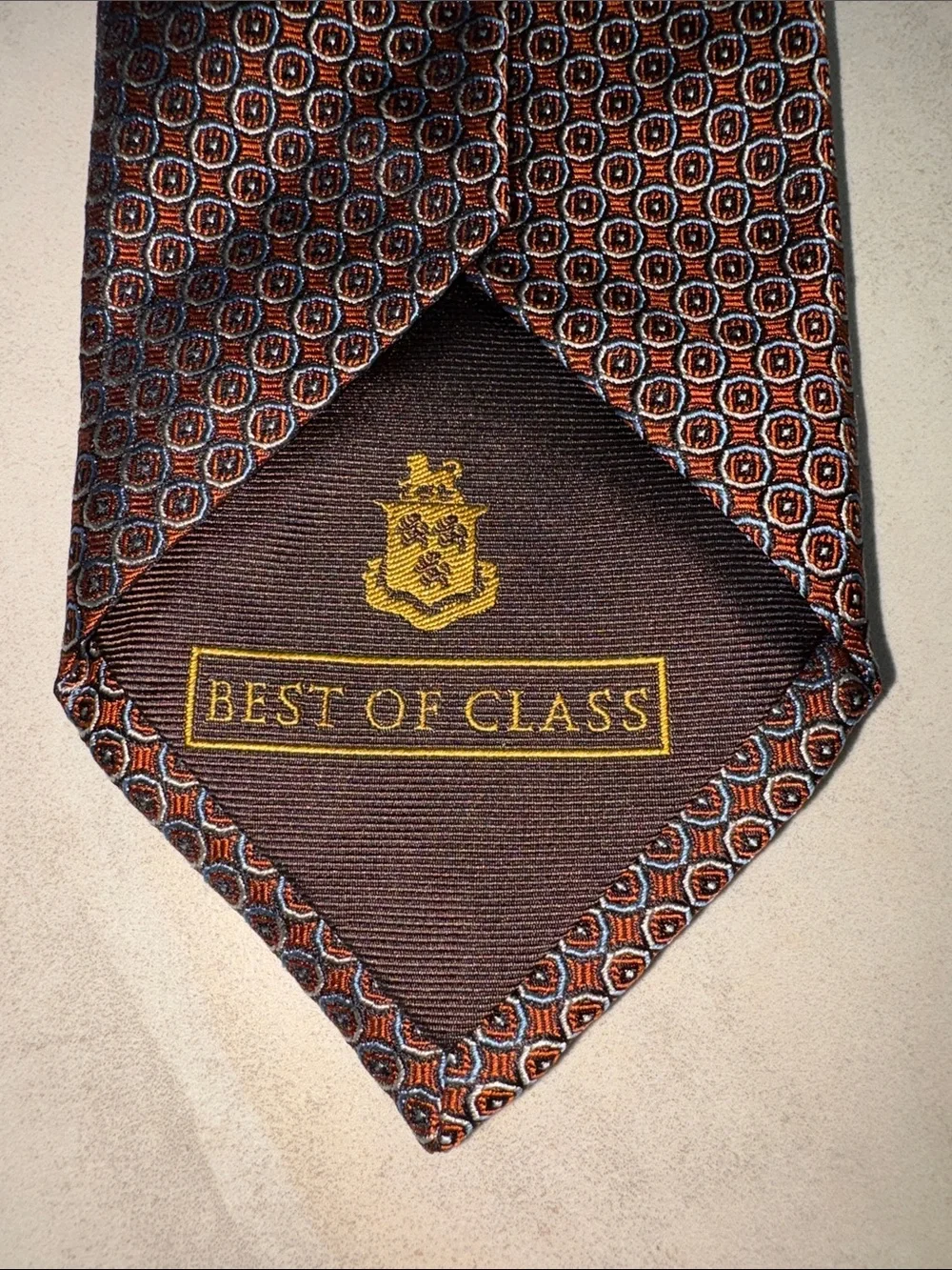 Robert Talbott Best of Class Brown& Blue Geometric Circles Neck Tie